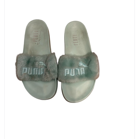 Fenty light green slipper slides with a fuzzy top💚 - Picture 2 of 2
